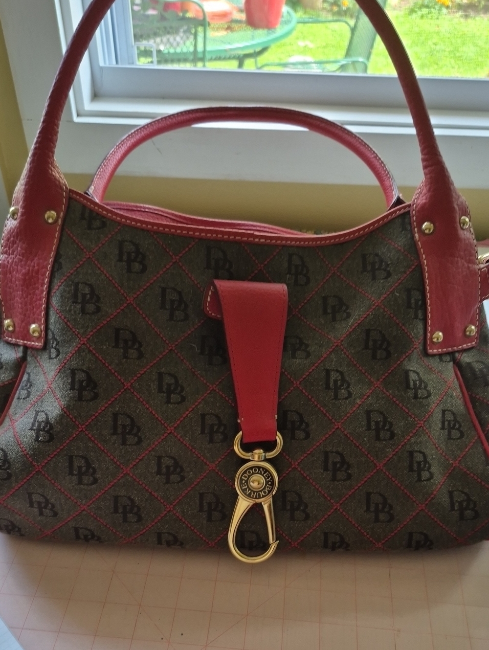 Dooney & Bourke Red Trim Logo Satchel